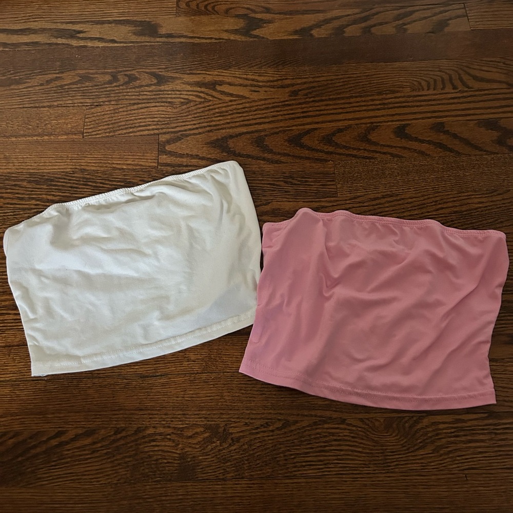 Vintage White and Pink Crop Tops